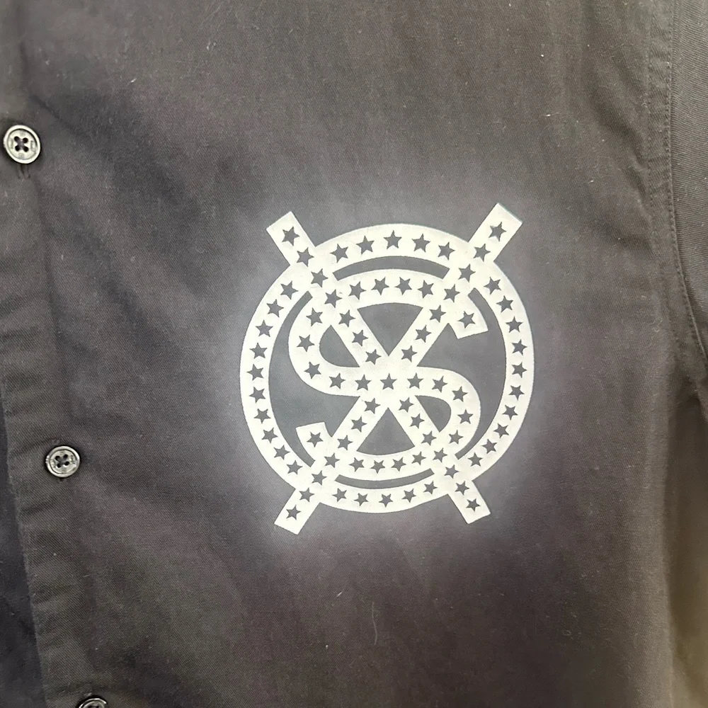 Ksubi Black “Dollar Star” Short Sleeve Button Up Shirt Size Large